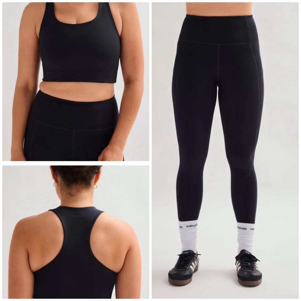 Girlfriend Collective Black Activewear Set Leggings & Racerback Bra Small
